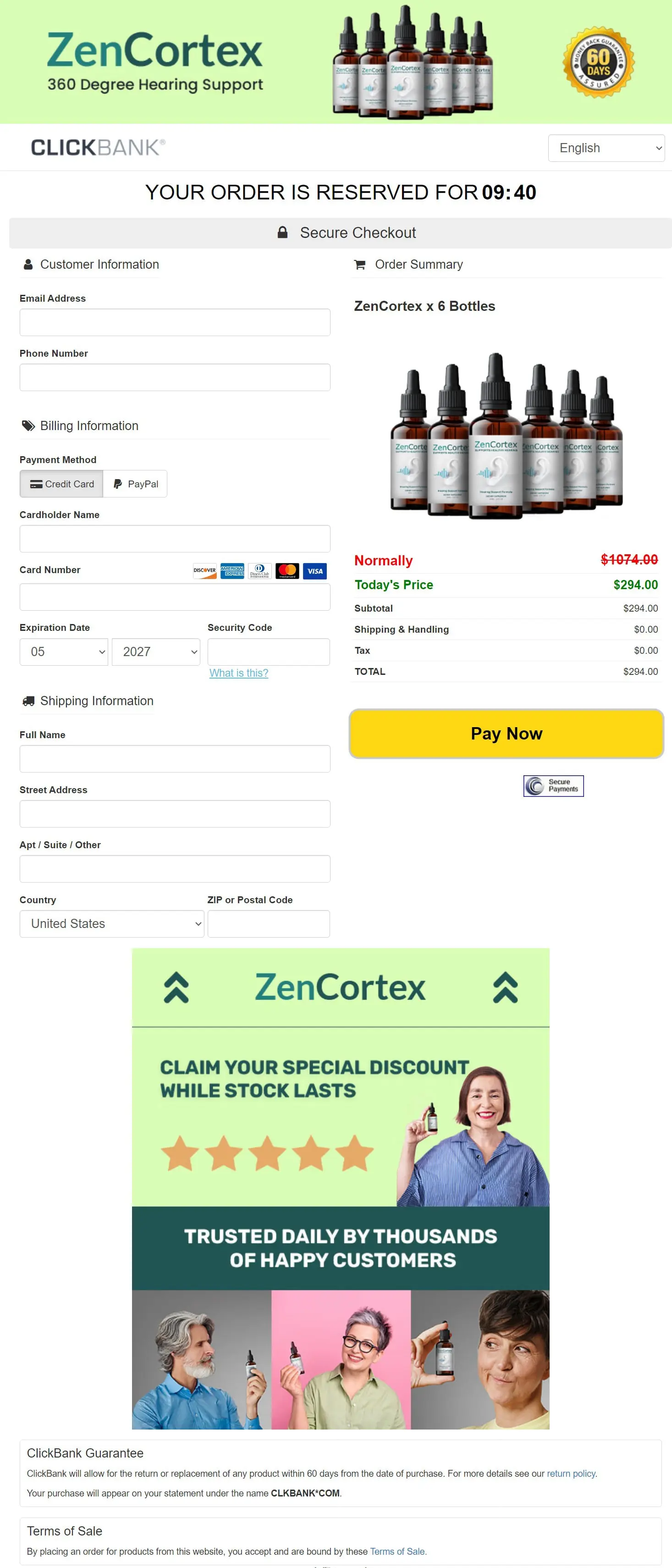 zencortex order page